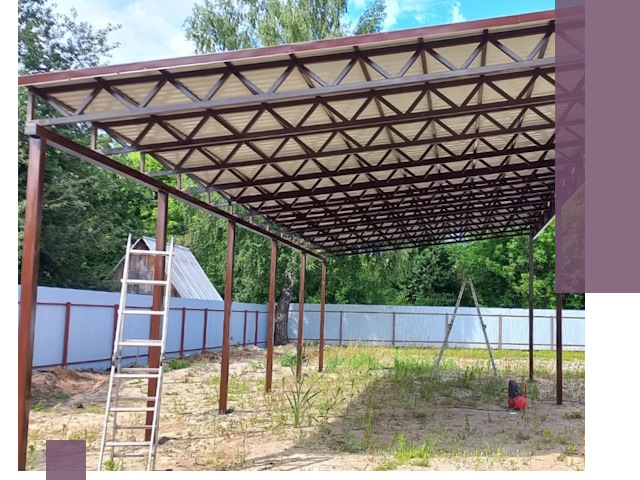 Односкатные навесы под ключ в Кстове — изготовление и монтаж