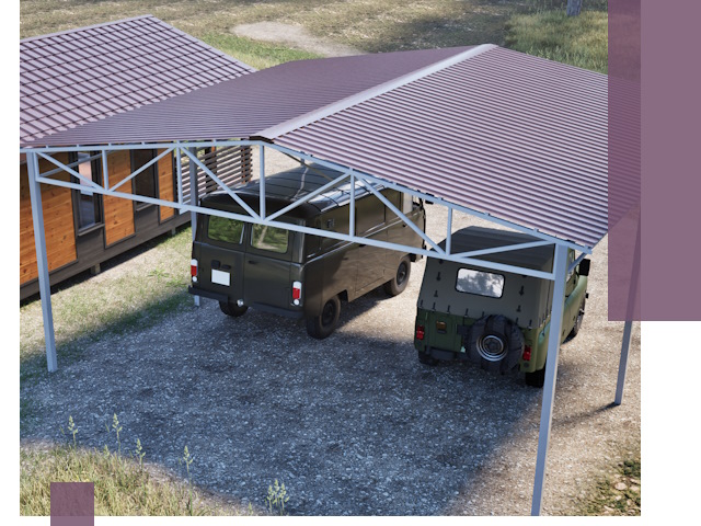 Двускатные навесы под ключ в Кстове — изготовление и монтаж